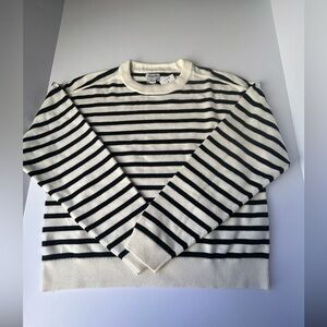 J Crew Striped drop-shoulder pullover Women's Medium Ivory Black CG761